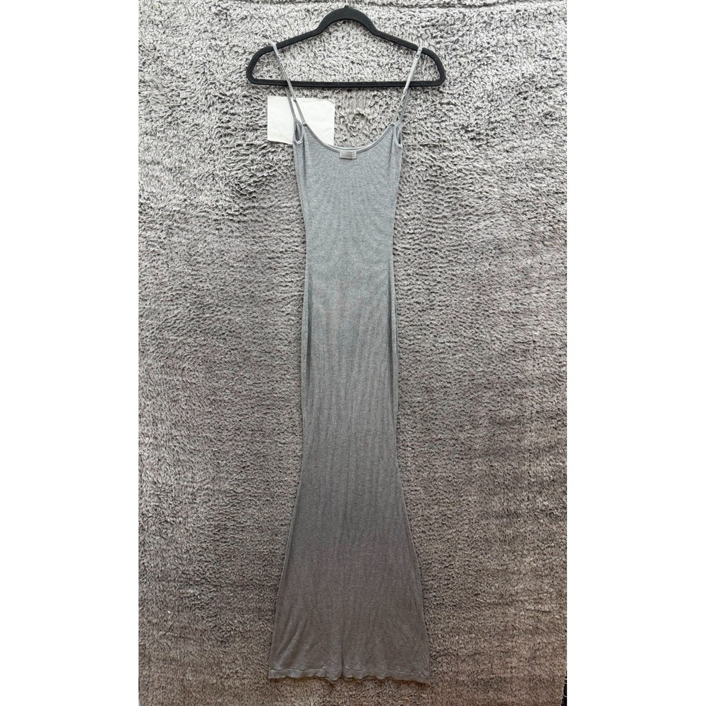 NWOT Skims Soft Lounge Scoop Neck Ribbed Long Slip Dress Heather Grey Size XS